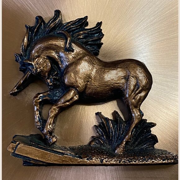 🦄 VTG UNICORN COPPERAMA 3D OVAL WALL HANGING PLAQUE DECOR MCM - Picture 2 of 5